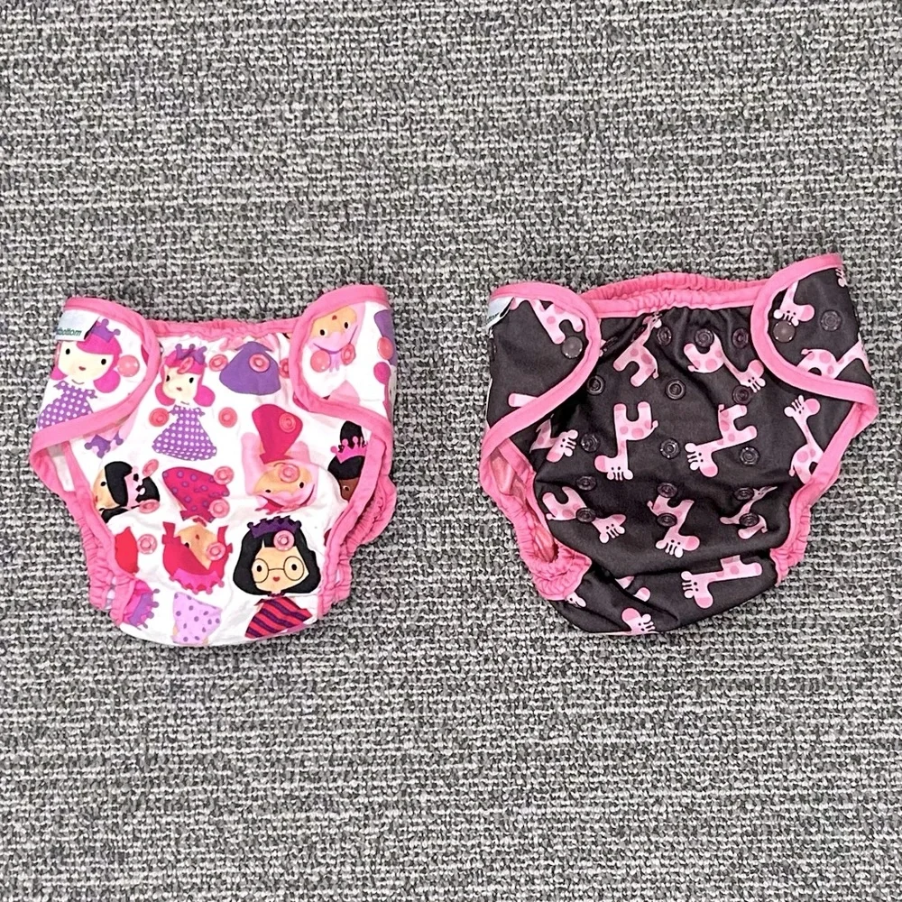 Best Bottoms Girls Cloth Diaper One Size Cover Set of Two 8lbs - 35lbs Pink